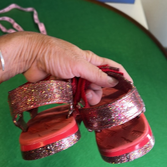 MINI MELISSA & RIDER PAPETE RED-CLEAR GLITTER PINK SANDAL SZ 12 - Picture 3 of 10
